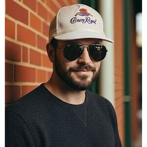 Vintage Embroidered Crown Royal Whisky Snapback Hat Cap